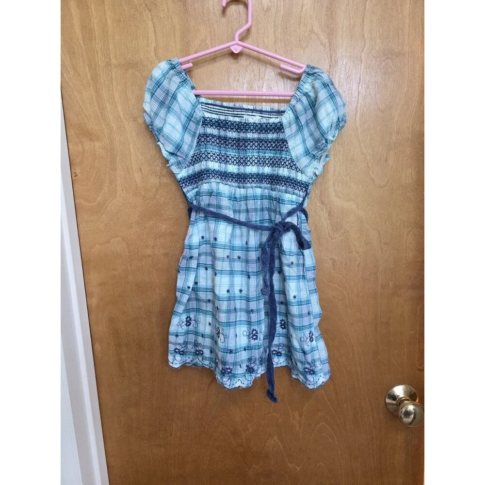 Justice size 10 plaid green and white summer dress